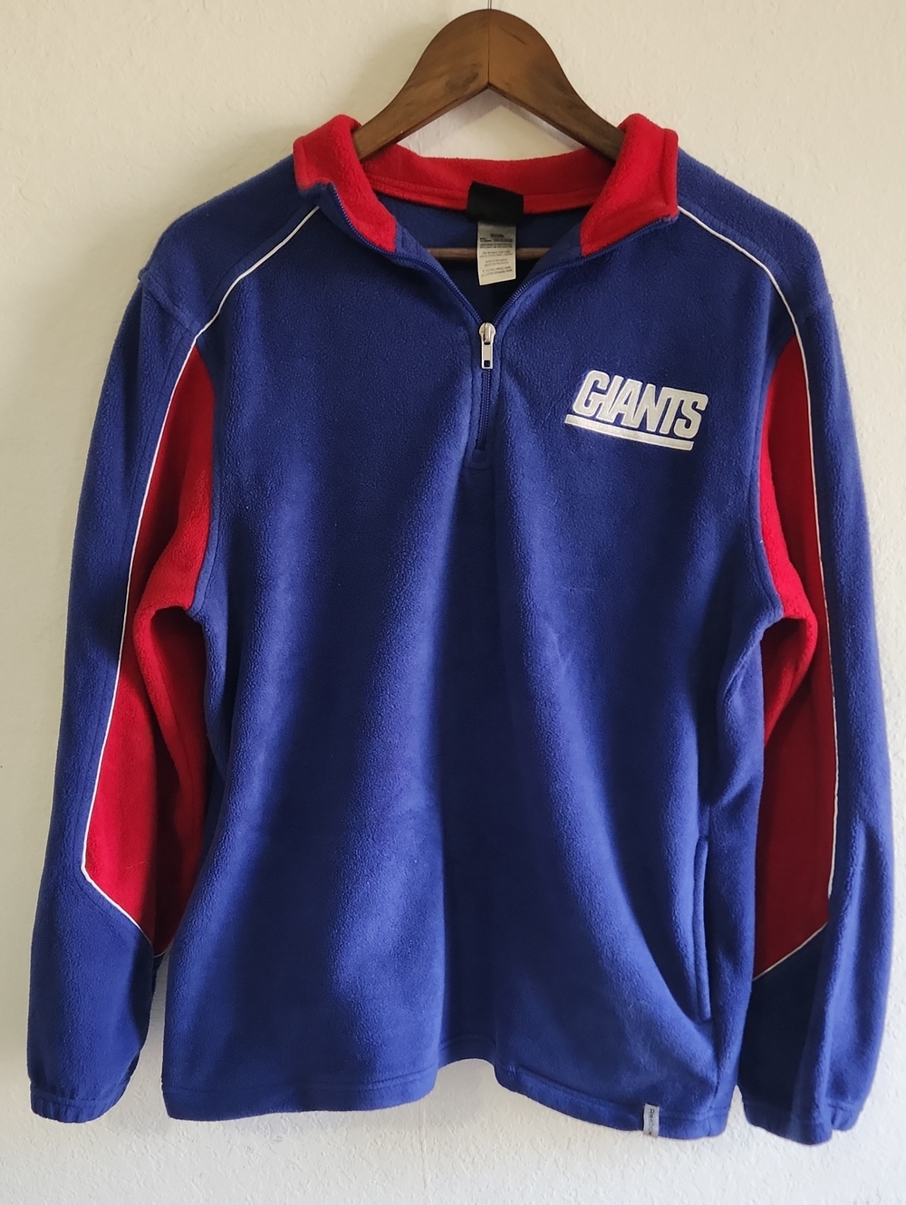 ​Reebok Vintage NFL New York Giants 1/4 Zip Fleece Pullover Youth XL /Mens XS/S